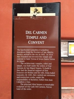 The previous Del Carmen Temple and Convent Marker English text image. Click for full size.