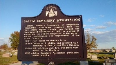 Salem Cemetery Association Marker. Click for full size. Salem Cemetery Association Marker image. Click for full size.