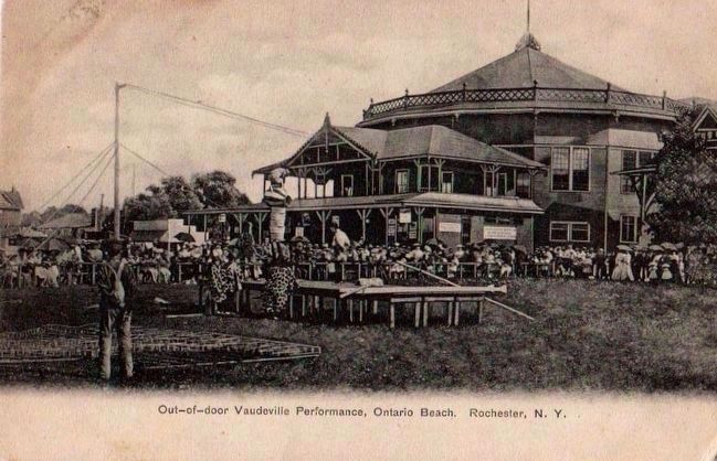 <i>Out-of-Door Vaudeville Performance, Ontario Beach. Rochester, N.Y.</i>. Click for full size. <i>Out-of-Door Vaudeville Performance, Ontario Beach. Rochester, N.Y.</i> image. Click for full size.