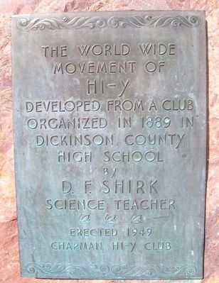 The World Wide Movement of Hi-Y Marker. Click for full size. The World Wide Movement of Hi-Y Marker image. Click for full size.