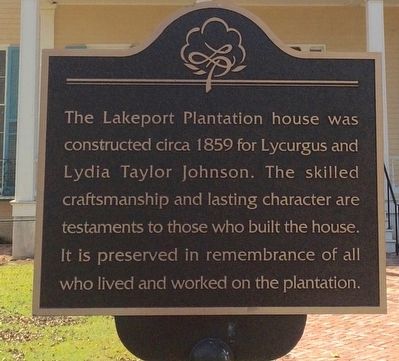 Lakeport Plantation House Marker image. Click for full size.