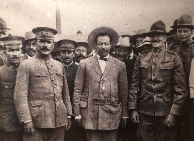 lvaro Obregn, Pancho Villa, John Pershing and other military members. image. Click for full size.
