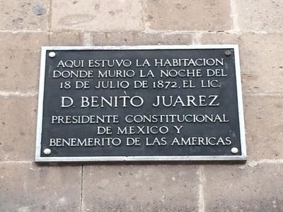 Death of Benito Jurez Marker image. Click for full size.