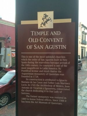 The previous Temple and Old Convent of San Agustin Marker English text image. Click for full size.