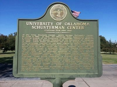 University of Oklahoma Schusterman Center Marker (side 2) image. Click for full size.