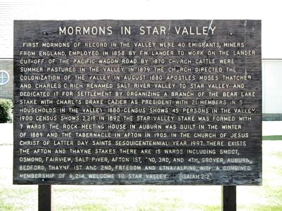 Mormons in Star Valley Marker image. Click for full size.
