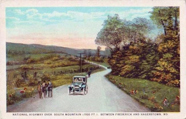 <i>National Highway Over South Mountain (1100 ft.) Between Frederick and Hagerstown, Md.</i> image. Click for full size.