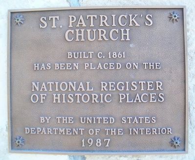 St. Patrick's Mission Church NRHP Marker. Click for full size. St. Patrick's Mission Church NRHP Marker image. Click for full size.