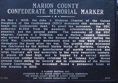 Marion County Confederate Memorial Marker image. Click for full size.