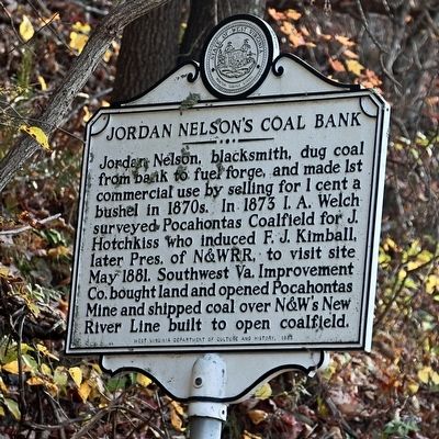 Jordan Nelson�s Coal Bank Marker image. Click for full size.