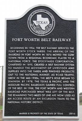 Fort Worth Belt Railway Texas Historical Marker image. Click for full size.