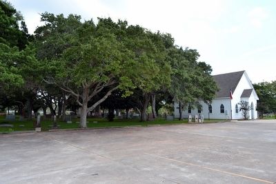 Markers next to Gulf Prairie Church and Cemetery. Click for full size. Markers next to Gulf Prairie Church and Cemetery image. Click for full size.