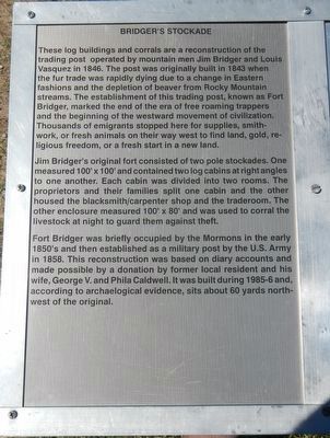Bridger's Stockade Marker image. Click for full size.