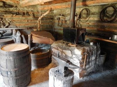 Fort Bridger blacksmith shop (reconstructed) image. Click for full size.