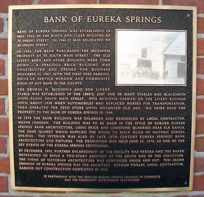 Bank of Eureka Springs Marker image. Click for full size.