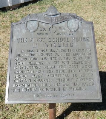 The First School House in Wyoming Marker image. Click for full size.