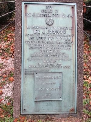 Ira J. Jacobson WWI Memorial. Click for full size. Ira J. Jacobson WWI Memorial image. Click for full size.