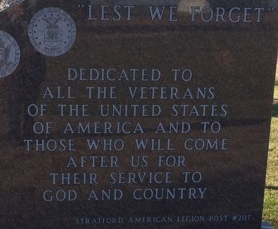 Stratford Veterans Memorial Marker image. Click for full size.