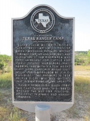 Old Bear Creek Texas Ranger Camp Marker image. Click for full size.