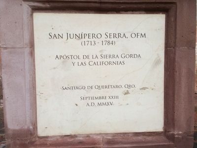 Saint Jun�pero Serra Marker image. Click for full size.