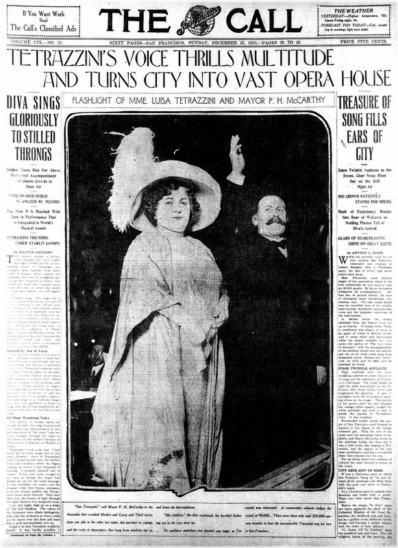 <i>The San Francisco Call</i>, Dec. 25, 1910.. Click for full size. <i>The San Francisco Call</i>, Dec. 25, 1910. image. Click for full size.