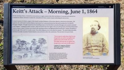 Keitt’s Attack — Morning, June 1, 1864 Marker. Click for full size. Keitt’s Attack — Morning, June 1, 1864 Marker image. Click for full size.