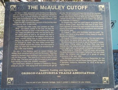 The McAuley Cutoff Marker. Click for full size. The McAuley Cutoff Marker image. Click for full size.