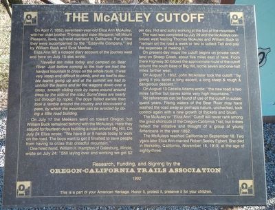 The McAuley Cutoff Marker image. Click for full size.