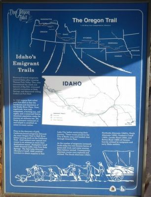 Idaho's Emigrant Trails Marker. Click for full size. Idaho's Emigrant Trails Marker image. Click for full size.