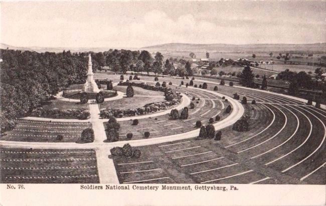 <i>Soldiers National Cemetery Monument, Gettysburg, Pa.</i>. Click for full size. <i>Soldiers National Cemetery Monument, Gettysburg, Pa.</i> image. Click for full size.
