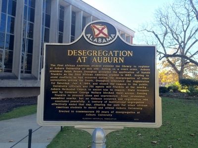 View of marker on north side of the Ralph Brown Draughon Library. image. Click for full size.