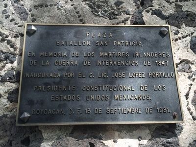 Saint Patrick Battalion Plaza Marker image. Click for full size.