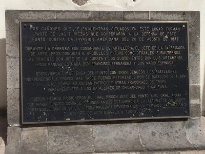 The Defense at the Battle of Churubusco Marker. Click for full size. The Defense at the Battle of Churubusco Marker image. Click for full size.