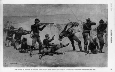 <i>The Opening of the Fight at Wounded Knee</i>. Click for full size. <i>The Opening of the Fight at Wounded Knee</i> image. Click for full size.