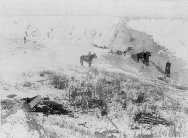 <i>Birds-eye View of Canyon at Wounded Knee, S.D.</i>. Click for full size. <i>Birds-eye View of Canyon at Wounded Knee, S.D.</i> image. Click for full size.