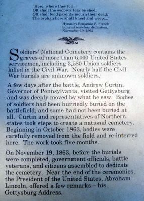 Soldiers' National Cemetery Marker<br>Main Text image. Click for full size.