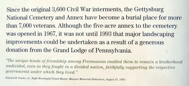 Continuing a Tradition: Freemasonry at Gettysburg Marker<br>Main Text 2. Click for full size. Continuing a Tradition: Freemasonry at Gettysburg Marker<br>Main Text 2 image. Click for full size.