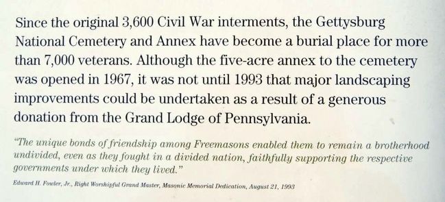 Continuing a Tradition: Freemasonry at Gettysburg Marker<br>Main Text 2 image. Click for full size.