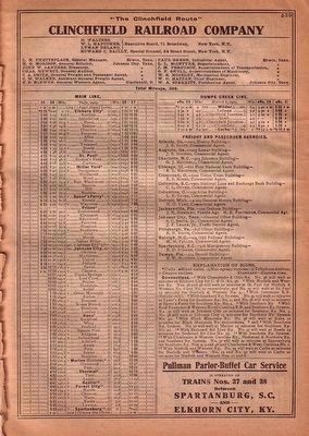 Clinchfield December 1925 Timetable. Click for full size. Clinchfield December 1925 Timetable image. Click for full size.