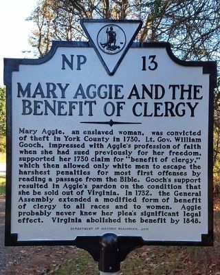 Mary Aggie and the Benefit of Clergy Marker image. Click for full size.