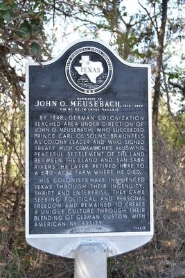 Homesite of John O. Meusebach Marker image. Click for full size.