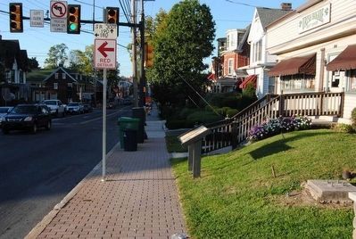The Wagon Hotel on Cemetery Hill Marker<br>Looking North Along Baltimore Street image. Click for full size.