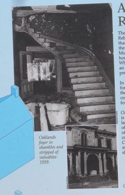 Oaklands foyer in shambles and stripped of valuables 1959 image. Click for full size.