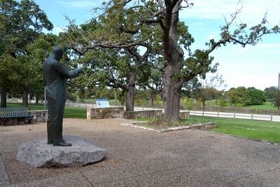 Statue Pointing Towards the Pedernales River. Click for full size. Statue Pointing Towards the Pedernales River image. Click for full size.