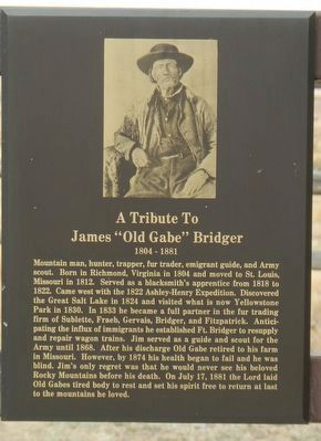 James “Old Gabe” Bridger plaque image. Click for full size.
