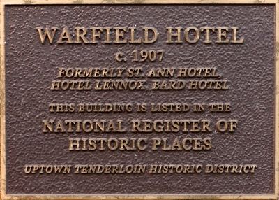 Warfield Hotel Marker image. Click for full size.