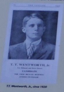 T. T. Wentworth, Jr. circa 1920. Click for full size. T. T. Wentworth, Jr. circa 1920 image. Click for full size.