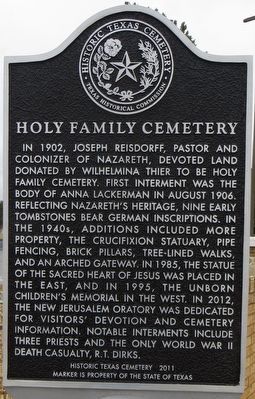 Holy Family Cemetery Marker image. Click for full size.