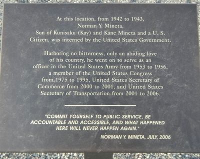 Norman Y. Mineta Marker. Click for full size. Norman Y. Mineta Marker image. Click for full size.