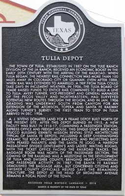 Tulia Depot Marker image. Click for full size.